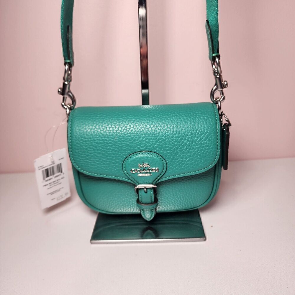 NWT Coach CP001 Amelia Small Saddle Bag in Bright Green - Picture 2 of 8